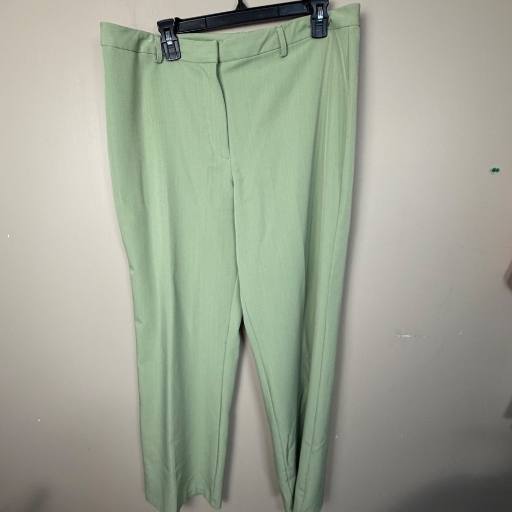 Jaclyn Smith Womens‎ Sage Green Dress Pants Size 16 Straight Leg Trousers 36x31